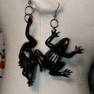 black frog earrings